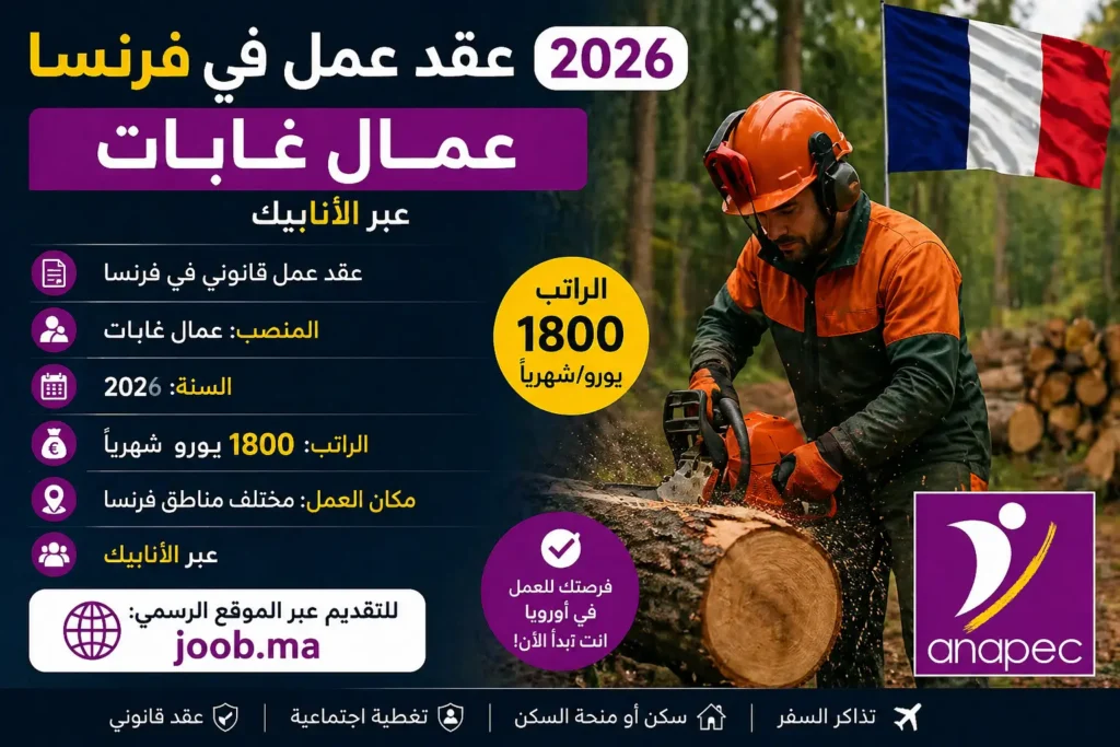 عقد عمل في فرنسا 2026 : عمال غابات عبر الأنابيك براتب 1800 يورو