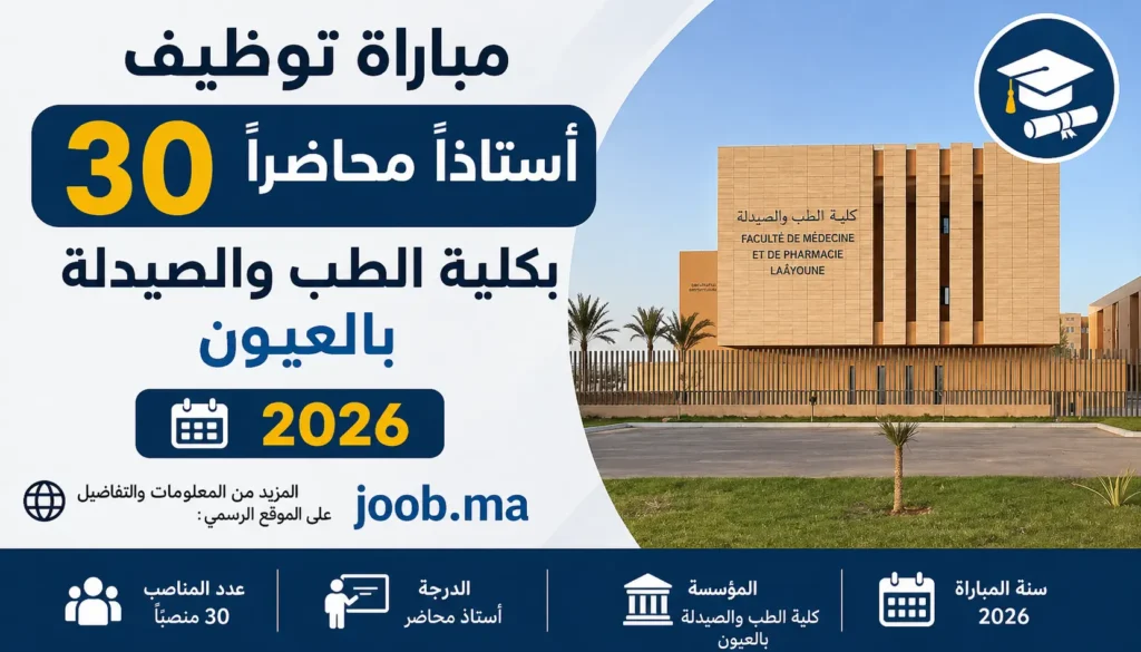 مباراة توظيف 30 أستاذاً محاضراً بكلية الطب والصيدلة بالعيون 2026